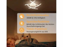 NETTLIFE Lámpara de techo LED para dormitorio regulable de 32 W, moderna, de metal , con mando a distancia Blanco Best