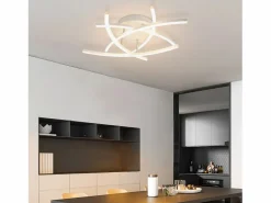 NETTLIFE Lámpara de techo LED para dormitorio regulable de 32 W, moderna, de metal , con mando a distancia Blanco Best
