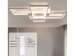 Lámpara de techo LED con control remoto, moderna lámpara de techo geométrica, negra, regulable^NETTLIFE Sale