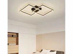 NETTLIFE Lámpara de techo LED para dormitorio, 24 W, para sala de estar, blanca cálida, moderna, cuadrada y negra. Negro Outlet