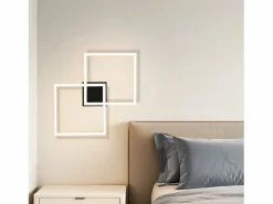 NETTLIFE Lámpara de techo LED para dormitorio, 24 W, para sala de estar, blanca cálida, moderna, cuadrada y negra. Negro Outlet