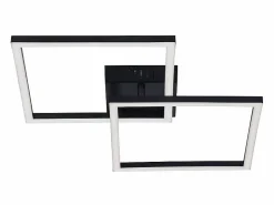 NETTLIFE Lámpara de techo LED para dormitorio, 24 W, para sala de estar, blanca cálida, moderna, cuadrada y negra. Negro Outlet