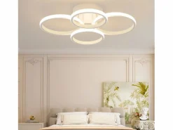 NETTLIFE Plafón|Lámpara de techo LED , 4 anillos, regulable, blanca, 48 W, para salón