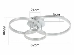NETTLIFE Plafón|Lámpara de techo LED para salón, regulable, 82 cm, diseño moderno, dorada, 74 W, para dormitorio con mando a distancia.