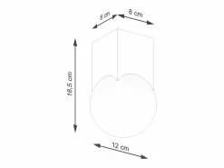 Lámpara de techo Lumivere minimalista de madera/vidrio - 1 fuentes luminosas 4000K - L.12 x A.19 cm - madera natural/^Sollux Lighting Online