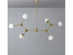 Ledkia Lámpara de Techo Metal y Cristal Moonlight 6 Focos Dorado Multicolor Discount