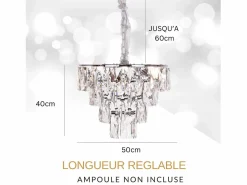 Lámpara de techo moderna de cristal para salón plateada - Redonda 50 cm - San Francisco^ Online