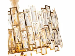 Lámpara Suspendida|Lámpara de techo moderna de cristal para salón dorada - Ovalada 80 cm - New York