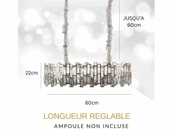 Lámpara de techo moderna de cristal para salón plateada - Ovalada 80 cm - New York Plateado Discount
