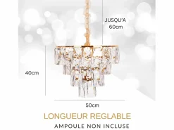 Lámpara Suspendida|Lámpara de techo moderna de cristal para salón dorada - Redonda 50 cm - San Francisco