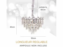 Lámpara de techo moderna de cristal para salón plateada - Redonda 50 cm - Las Vegas Plateado New