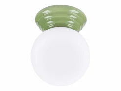Sollux Lighting Plafón|Lámpara de techo Zori minimalista de cerámica/vidrio vidriado - 1 fuentes luminosas - L.12 x A.12 cm - oliva