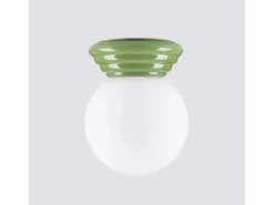 Sollux Lighting Plafón|Lámpara de techo Zori minimalista de cerámica/vidrio vidriado - 1 fuentes luminosas - L.12 x A.12 cm - oliva