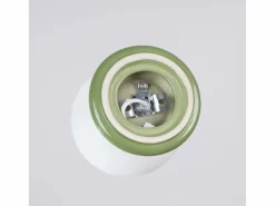 Sollux Lighting Plafón|Lámpara de techo Zori minimalista de cerámica/vidrio vidriado - 1 fuentes luminosas - L.12 x A.12 cm - oliva
