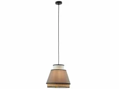 OZAIA Lámpara Suspendida|Lámpara escandinava de rejilla- Natural y gris topo - D.35 x Alt. 120 cm - KLAUS