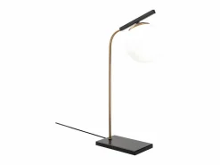 Lámpara mesa Art Déco metal y globo cristal YILDIZ - Ancho 25 x Alt. 55 cm -^OZAIA New