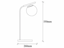 Lámpara mesa Art Déco metal y globo cristal YILDIZ - Ancho 25 x Alt. 55 cm -^OZAIA New
