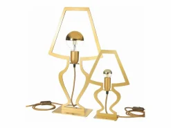Lámpara De Mesa|Lámpara mesa Silhouette Ø22x33 cm hierro perforado oro Diseño moderno decorativo Made in Italy Casquillo E14