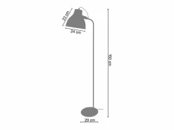 TOSEL Lámpara De Pie|Lámpara para Escritorio ,metal,Negro,A150xD29xP29cm