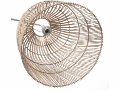 OZAIA Lámpara étnica de hierro y ratán natural - Alt. 177 cm - PARNAIBA Color natural claro / Blanco Sale