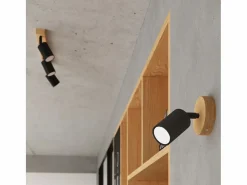 Sollux Lighting Lámparas de pared Flare moderno de acero/madera - 1 fuentes luminosas 4000K - L.16 x A.16 cm - madera negra Negro Outlet