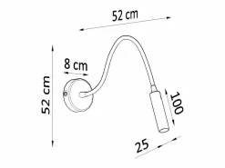 Sollux Lighting Lámparas de pared Xilar moderno de acero - 1 fuentes luminosas 3000K - L.8 x A.52 cm - Negro Sale