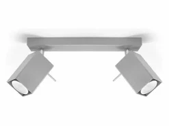 Sollux Lighting Lámparas de techo Briow moderno de acero - 2 fuentes luminosas 3000K - L.30 x A.16 cm - Gris Discount