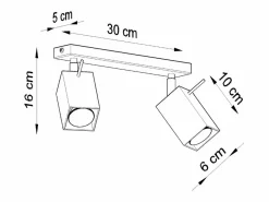 Sollux Lighting Lámparas de techo Briow moderno de acero - 2 fuentes luminosas 3000K - L.30 x A.16 cm - Gris Discount