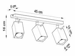 Sollux Lighting Plafón|Lámparas de techo Briow moderno de acero - 3 fuentes luminosas 4000K - L.45 x A.16 cm -