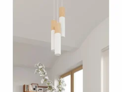 Sollux Lighting Plafón|Lámparas de techo Poblano moderno de acero/madera - 1 fuentes luminosas 3000K - L.6 x A.30 cm - madera natural/blanco