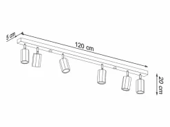 Sollux Lighting Lámparas de techo Xenor escandinavo de madera - 6 fuentes luminosas 3000K - L.120 x A.20 cm - roble Marru00f3n Best