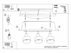 Sollux Lighting Lámparas de techo Zenda desván de acero - 3 fuentes luminosas 3000K - L.59 x A.18,5 cm - Blanco Online