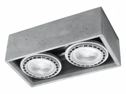 Sollux Lighting Plafón|Lámparas de techo Zentra industrial de concreto - 2 fuentes luminosas 4000K - L.27 x A.9 cm -