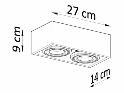 Sollux Lighting Plafón|Lámparas de techo Zentra industrial de concreto - 2 fuentes luminosas 4000K - L.27 x A.9 cm -
