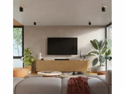 Sollux Lighting Lámparas de techo Zyn escandinavo de madera/aluminio - 1 fuentes luminosas 4000K - L.12 x A.14 cm - /madera natural Negro Clearance