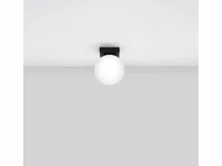 Sollux Lighting Lámparas de techo Zynfi moderno de acero/vidrio - 1 fuentes luminosas 3000K - L.12 x A.14,5 cm - Negro