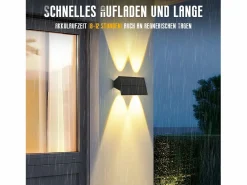 NETTLIFE Lámparas solares para pared exterior - 2 luces solares de pared para exterior, luces de pared para exterior, luz exterior, blanco cálido Negro Outlet