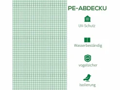 Lona de repuesto para invernadero túnel, PE resistente a los rayos UV, impermeable, con 6 ventanas y puerta enrollable, (300x300x200cm) Verde Outlet