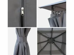 Sweeek Cenador Y Quiosco|Lona de techo + cortinas para pergola elusa 3x3m