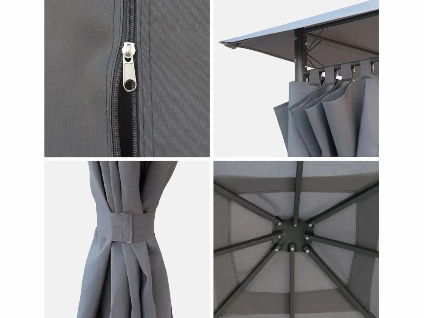 Sweeek Cenador Y Quiosco|Lona de techo + cortinas para pergola elusa 3x3m