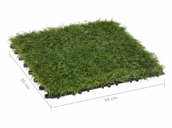 Losetas de césped artificial 11 uds 30x30 cm Verde Hot
