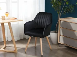 Vente-unique Lote 2 sillas ELEANA - Terciopelo y metal - Negro Clearance