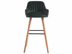 Vente-unique Lote 2 taburetes bar terciopelo y metal ELEANA color Negro Discount