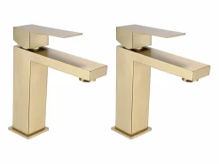 Lote de 2 grifos mezcladores cuadrados mecánicos de acero inoxidable - - Alt. 17,8 cm - CANILAS^Shower & Design Sale
