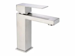 Lote de 2 grifos mezcladores mecánicos cuadrados de acero inoxidable, acabado en acero inoxidable cepillado, CANILAS^Shower & Design Discount