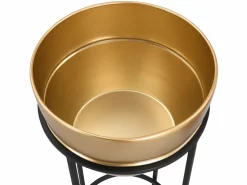 OZAIA Lote de 2 maceteros de metal con soporte - D. 25 cm y D. 30 cm - Dorado y negro - NABA Negro / Dorado Clearance