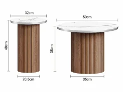 DripeX Lote de 2 Mesas bajas redondas - base de columna romana - chapa de mármol - Marrón Chocolate Marru00f3n chocolate Online