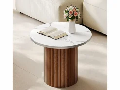 DripeX Lote de 2 Mesas bajas redondas - base de columna romana - chapa de mármol - Marrón Chocolate Marru00f3n chocolate Online