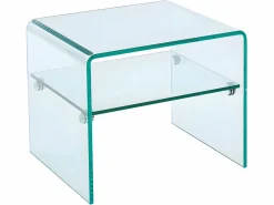 Vente-unique Mesita De Noche|Lote de 2 mesitas de noche con 1 estante de vidrio templado - STILEOS