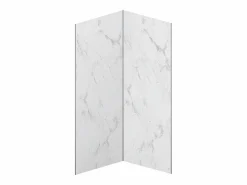 Vente-unique Lote de 2 paneles de pared de ducha efecto mármol de aluminio 2 x L90 x Alt. 210 cm ENEKO Blanco